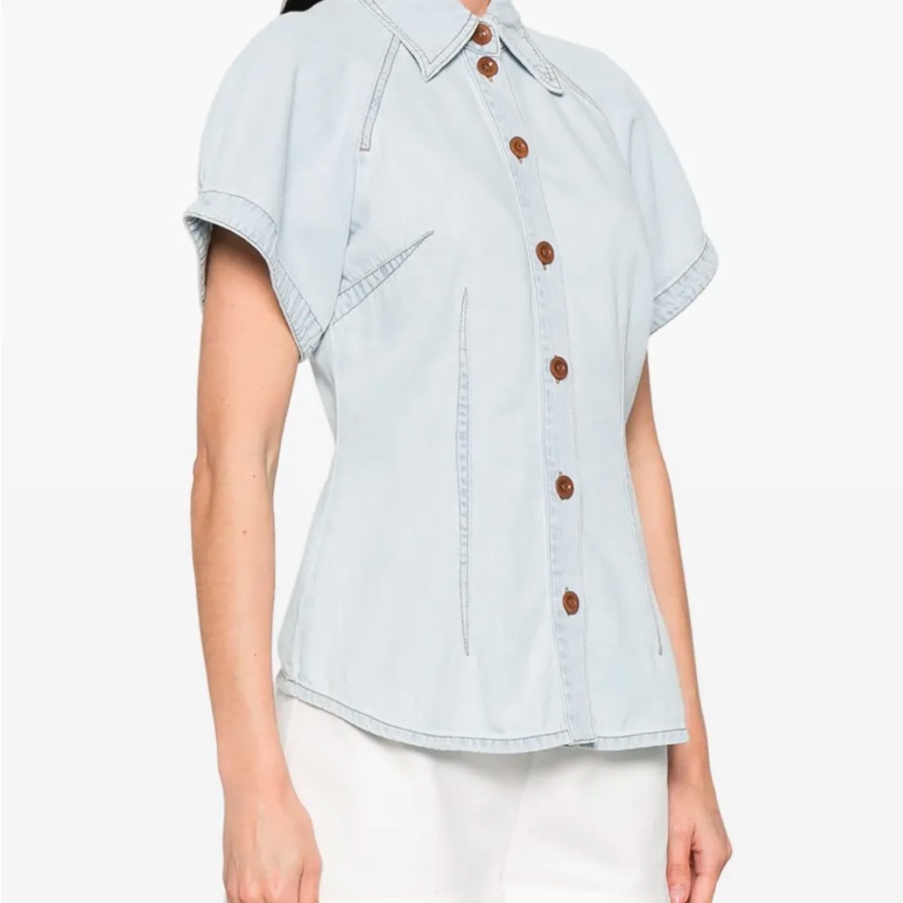 Zimmermann Light Blue Button-Up Top